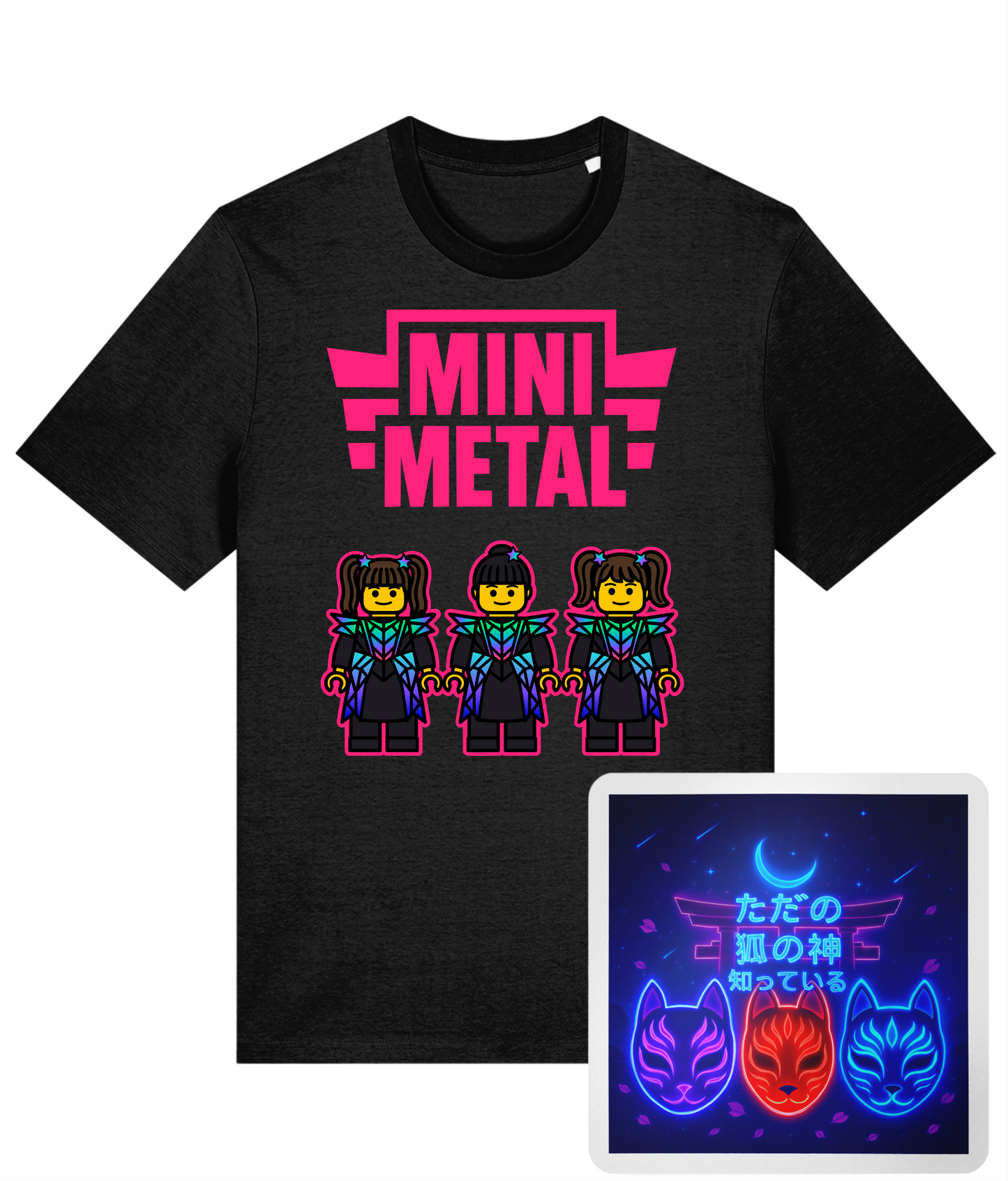 Cult Of Cute: Mini Metal Tee (Premium Unisex Tee) & Fox God Sticker Bundle