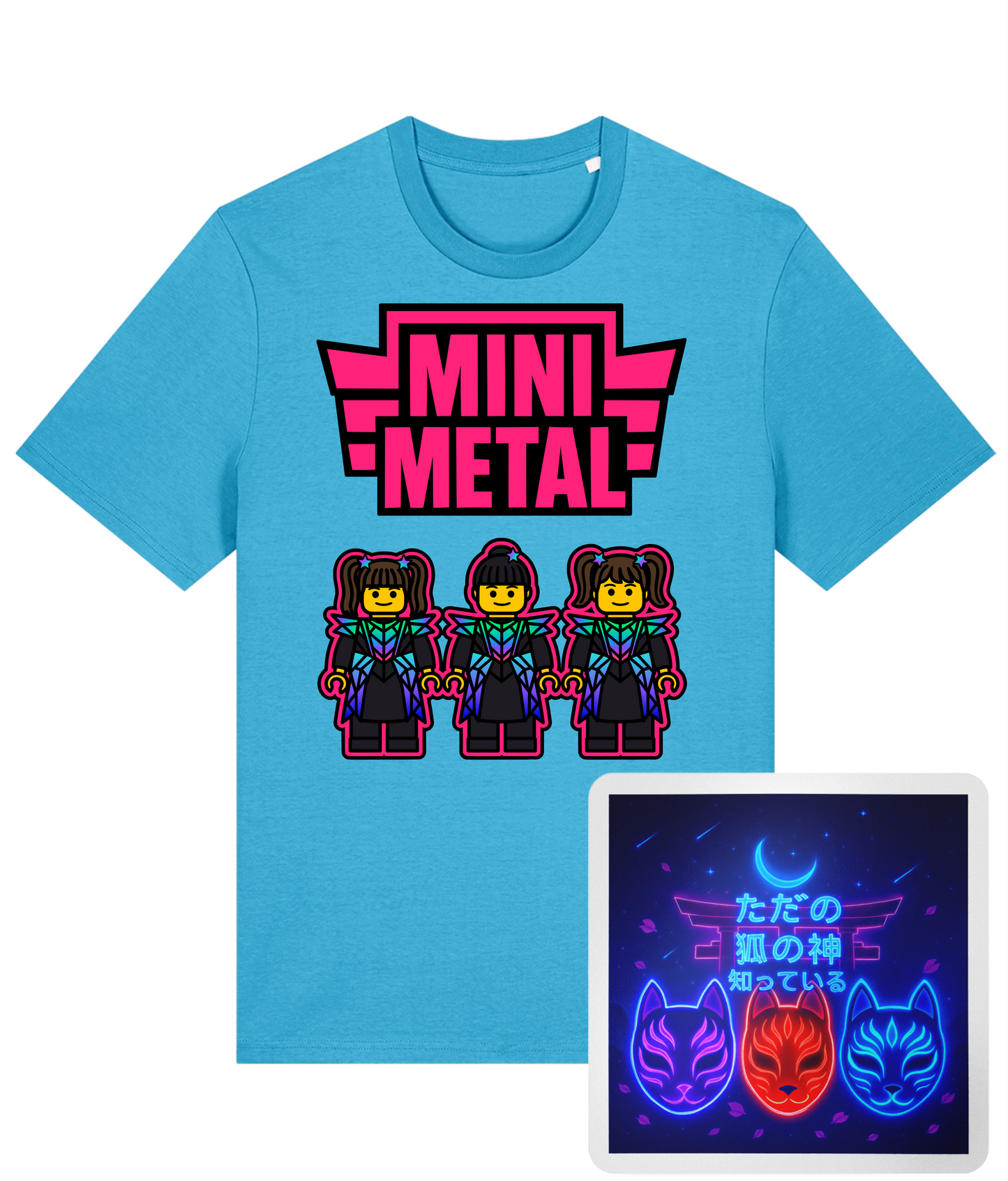 Cult Of Cute: Mini Metal Tee (Premium Unisex Tee) & Fox God Sticker Bundle