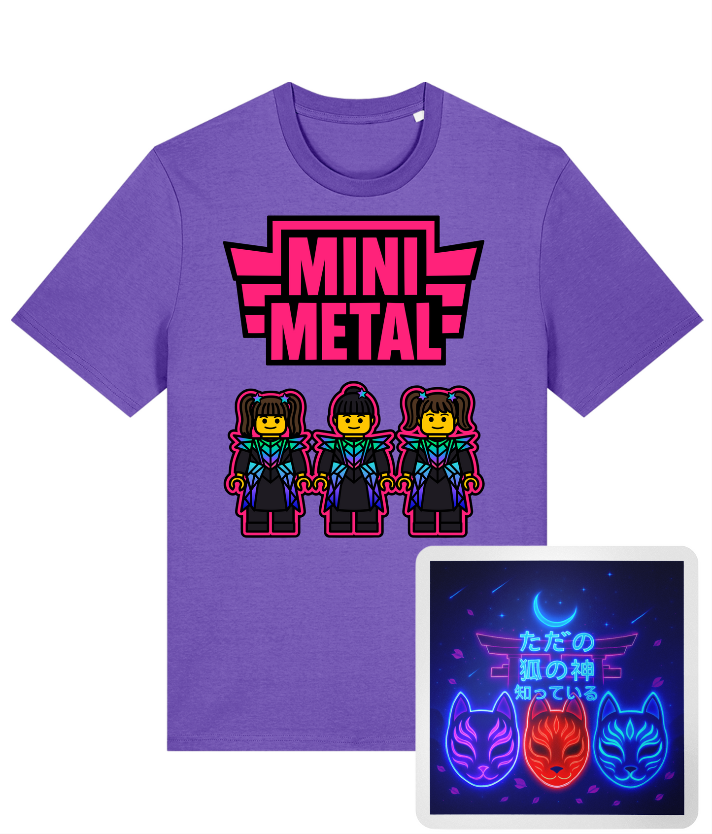 Cult Of Cute: Mini Metal Tee (Premium Unisex Tee) & Fox God Sticker Bundle