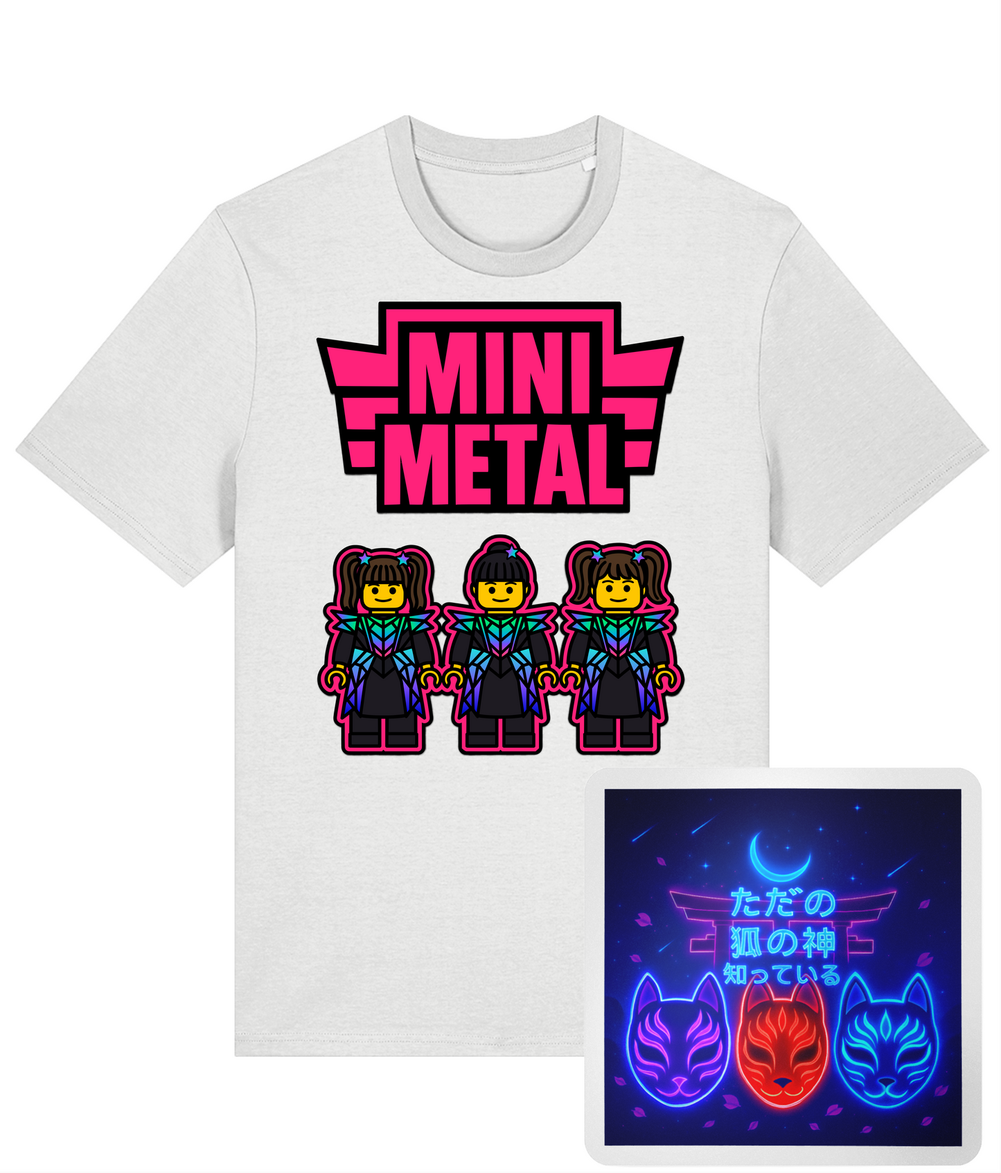 Cult Of Cute: Mini Metal Tee (Premium Unisex Tee) & Fox God Sticker Bundle